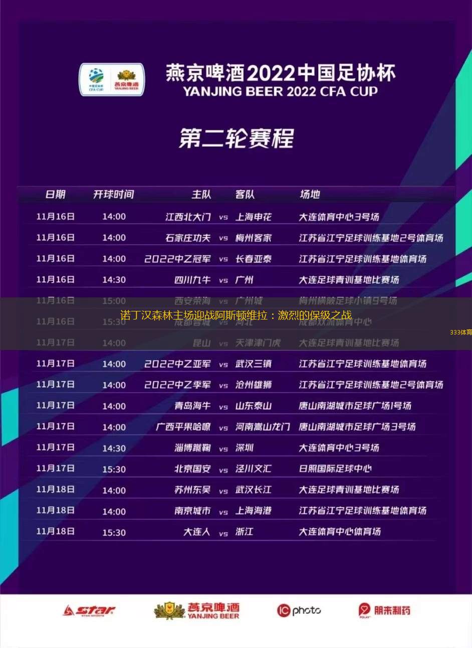 诺丁汉森林主场迎战阿斯顿维拉：激烈的保级之战