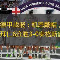 德甲战报：凯恩戴帽，拜仁6连胜3-0奥格斯堡